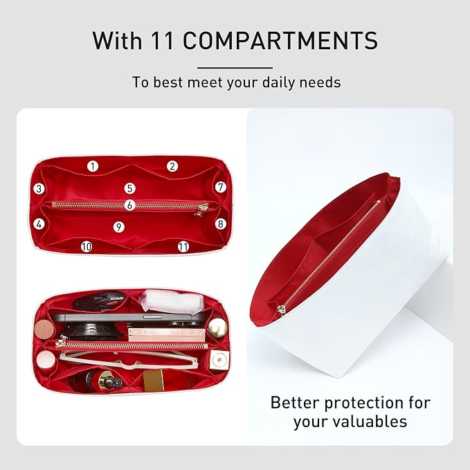 DupontPaper Purse Organizer Insert for LV Speedy 30 Handbags | Dupont Paper Speedy 30 Organizer Insert, Waterproof Lightweight Bag Insert with YKK Zipper, 11 Pockets - Image 3