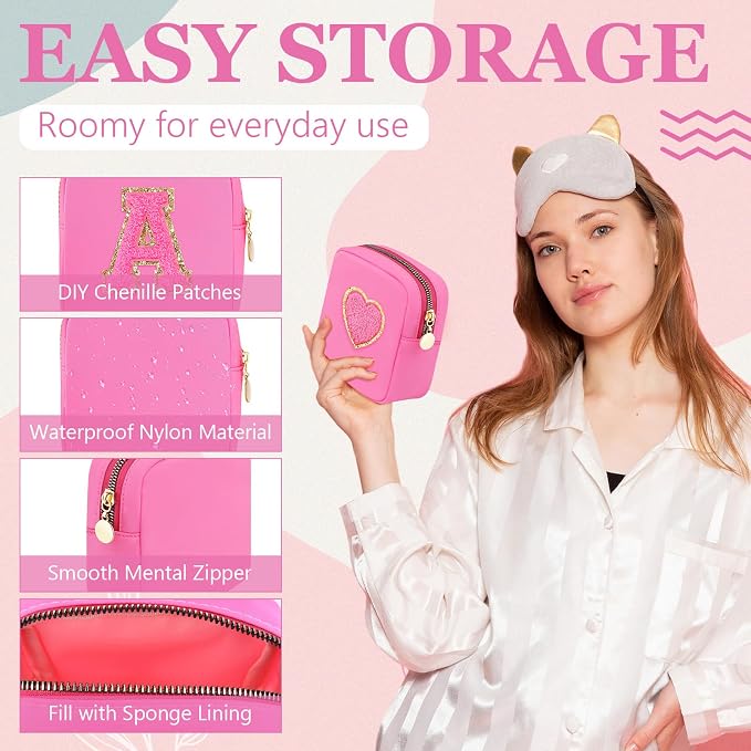Giesiery Bulk 16 Pcs Mini Nylon Makeup Bag - DIY Zipper Pouch for Travel & Wedding Favors, Waterproof Toiletry Storage - Image 4