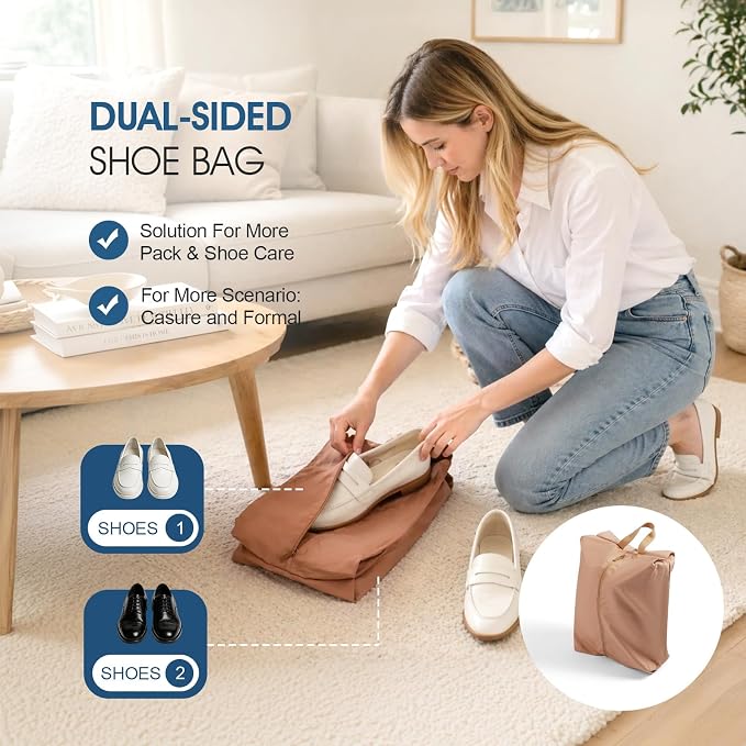 Compression Packing Cubes for Travel - Double Zipper Luggage Organizer Bags for Suitcases (6-Pack, Mocha) - Image 5