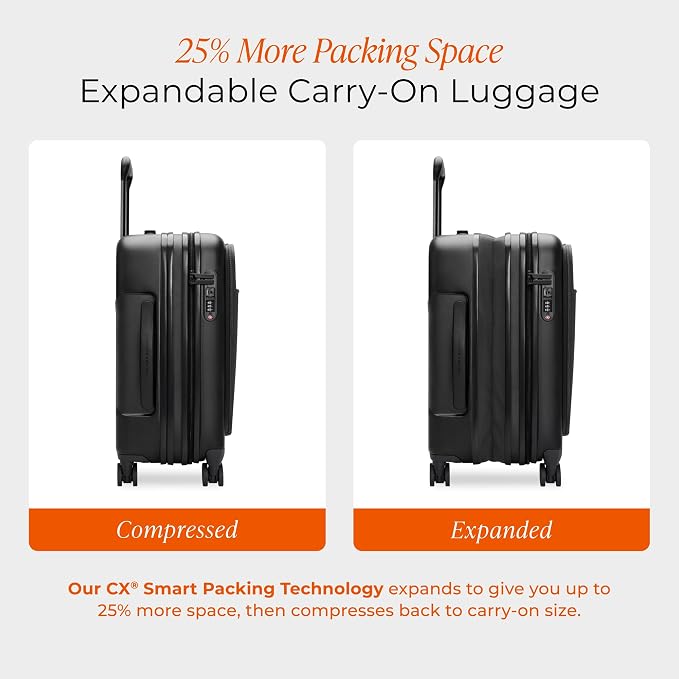 Briggs & Riley Essential 22 Inch Carry On Luggage Suitcase - Hardshell Luggage with Front Opening Pocket - Laptop Compartment - Compression Packing & Spinner Wheels - Sympatico Collection - Black - Image 5