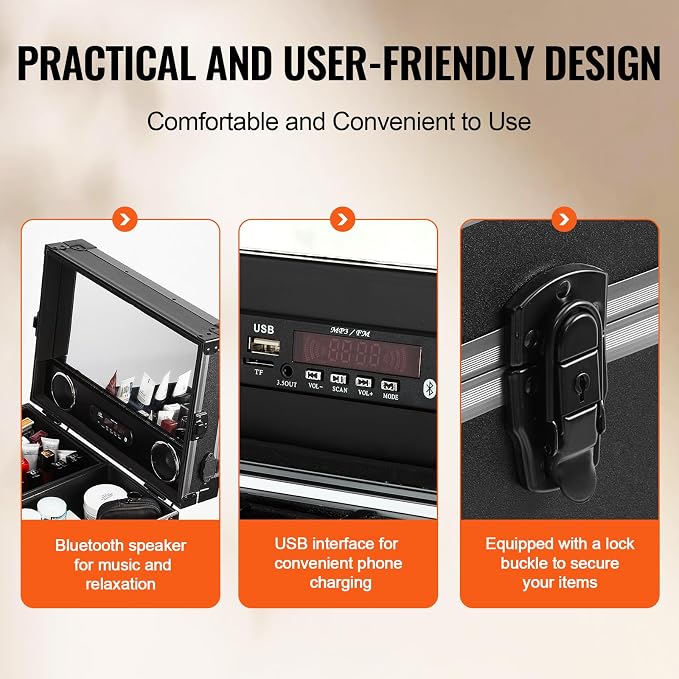 VEVOR Makeup Train Case Professional Makeup Storage Organizer Box Make Up Carrier for Women and Girls - Image 5
