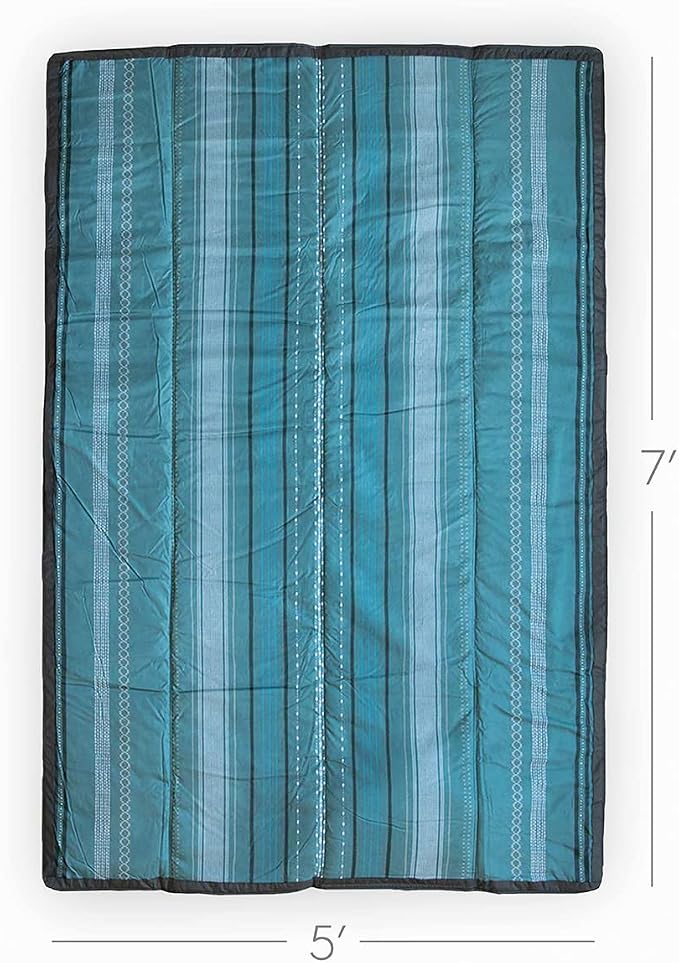 Little Unicorn 5'x7' Outdoor Family Picnic & Beach Blanket | Durable & Water-Resistant Fabric | Compact Fold & Easily Wipes Clean | Zipper Pocket (Shoreline Stripe) - Image 2