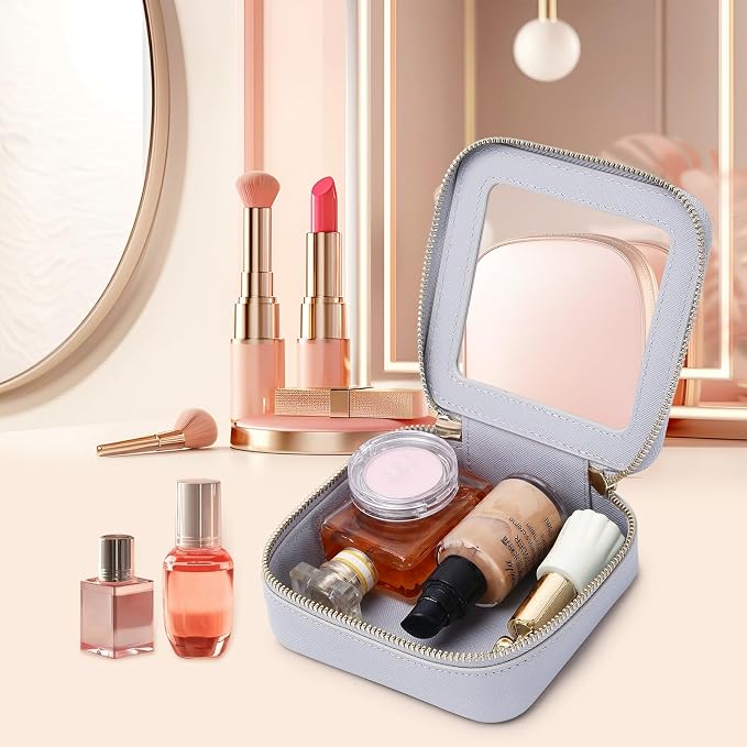 Pinkmik Small Makeup Bag Mini Clear Cosmetic Case, Gray, MINI | Zipper Closure, Toiletry Bag, Purse Organizer, Car Essentials - Image 4