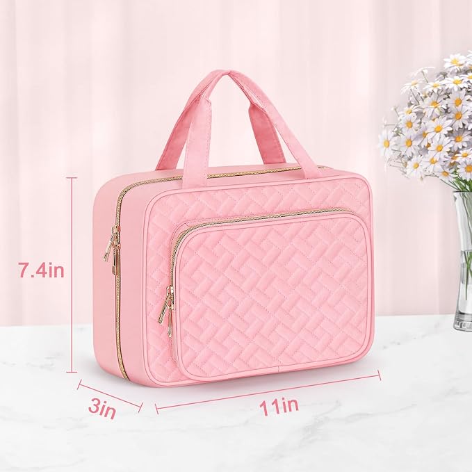 Wedama Toiletry Bag for Women, Medium Cosmetic Travel Bag, Hanging Toiletry Bag for Bathroom, Thickened PVC Waterproof Makeup Bag, Toiletries Bag for Travel Business Trips and Camping, Pink - Image 6