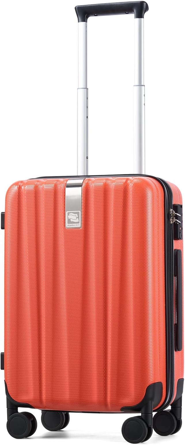Hanke 20 Inch Carry On Luggage 22x14x9 Airline Approved Lightweight PC Hard Shell Suitcases with Wheels Travel Luggage Rolling Suitcase Travel Luggage Bag Christmas for Birthday （Orange） by Hanke