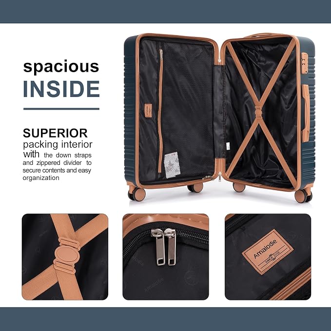 Amalodie Luggage Sets 5 Piece Suitcases with Double Spinner Wheel,Suitcase Set ABS Hard Case Luggage with TSA Lock and Durable Waterproof Travel Luggage - Image 5