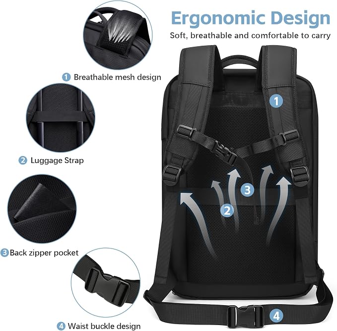 TANGCORLE Vacuum-Compressed Travel Backpack: Expandable, Airline-Approved Laptop Backpack—Unisex Business Backpack - Image 8