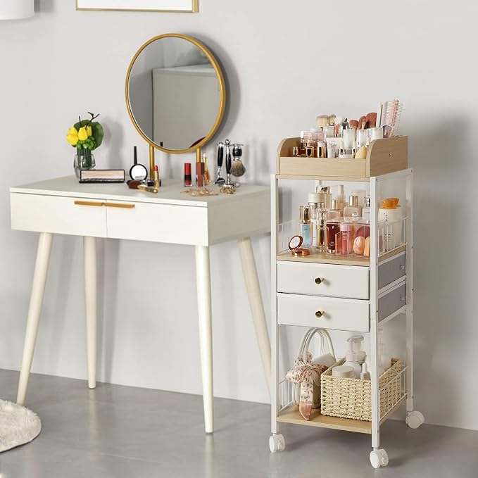 Makeup Organizer, Floor Skincare Organizers, Make Up Organizers and Storage with Drawers, Vanity Organizer Cosmetics Display Cases Holder for Skin Care Nail Polish Perfume Makeup brush Hair Tool - Image 8