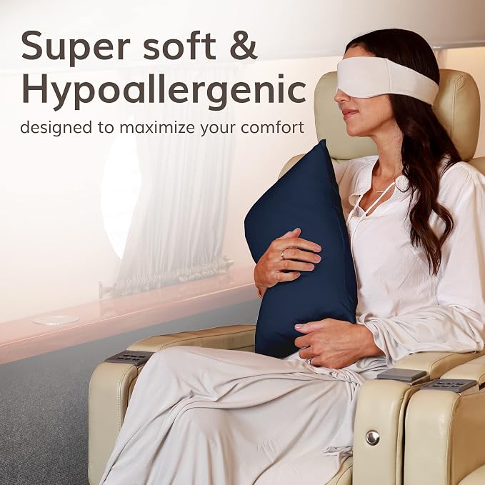 Happyluxe Travel Pillow for Long Flights - Soft, Small, Alternative to Down and Memory Foam. 17 x 13in - Made in the USA, Navy Blue Airplane Pillow for Adults Sleeping, Camping or Nap - Image 8