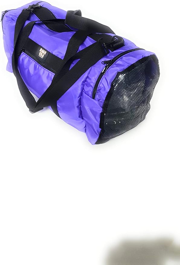 Duffle Bag Wet and Dry with One End Compartment Mesh, Front Pocket, Made In USA (Purple) - Image 2