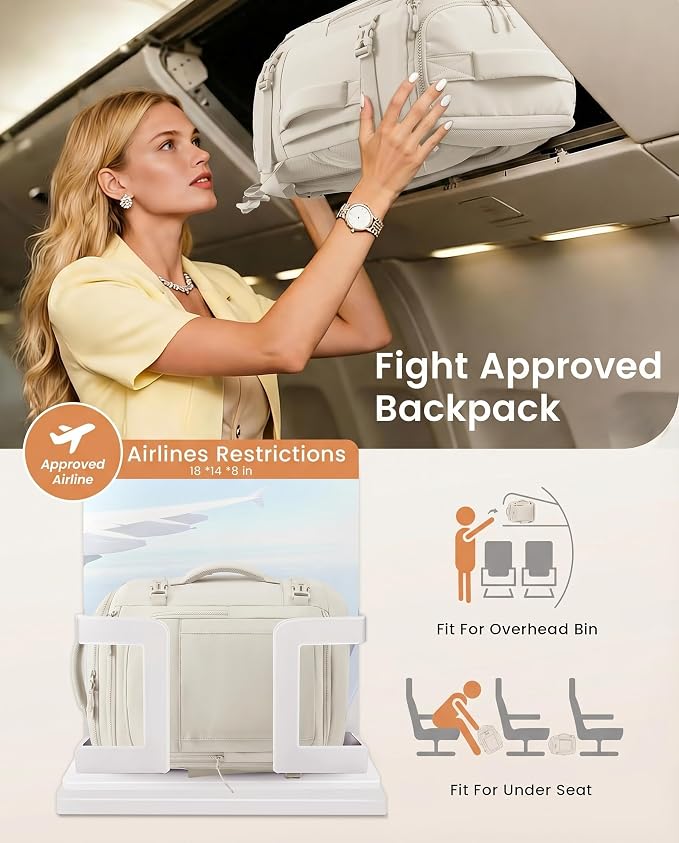 LOVEVOOK Travel Backpack for Women & Men, 40L TSA Approved Carry On Backpack with 3 Packing Cubes, Waterproof Weekender Overnight Bag for 2-4 Day Trips, Business & Travel Essentials, Beige Gray - Image 6