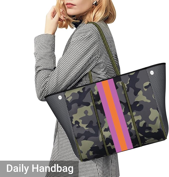 IBFUN Neoprene Bag, Large Multipurpose Beach Bag Neoprene Tote Bag with Inner Pocket for Women/Pool - Image 3