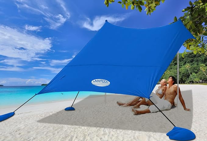 UMARDOO Family Beach Tent Canopy Sun Shade Portable 10×10FT, Large Wind Resistance Beach Sun Shelter Easy Setup with Packable Carry Bag for Outdoor Travel UPF 50+ (Blue) - Image 9