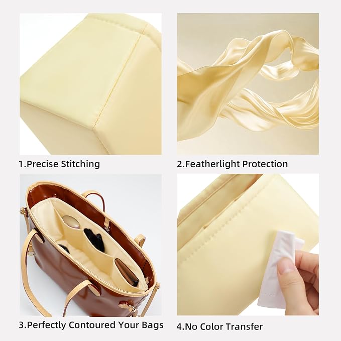 DGAZ Purse Organizer Insert Fits Neverfullbag Mini/PM/MM/GM，Silk Bag Organizer，Luxury Handbag & Tote Shaper(Jaune poussin,BB) - Image 3