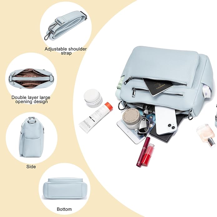 YZAOLL Large Crossbody Shoulder Bag for Women Vegan Leather Tote with Adjustable Wide Strap Work Purse with 10 Pockets