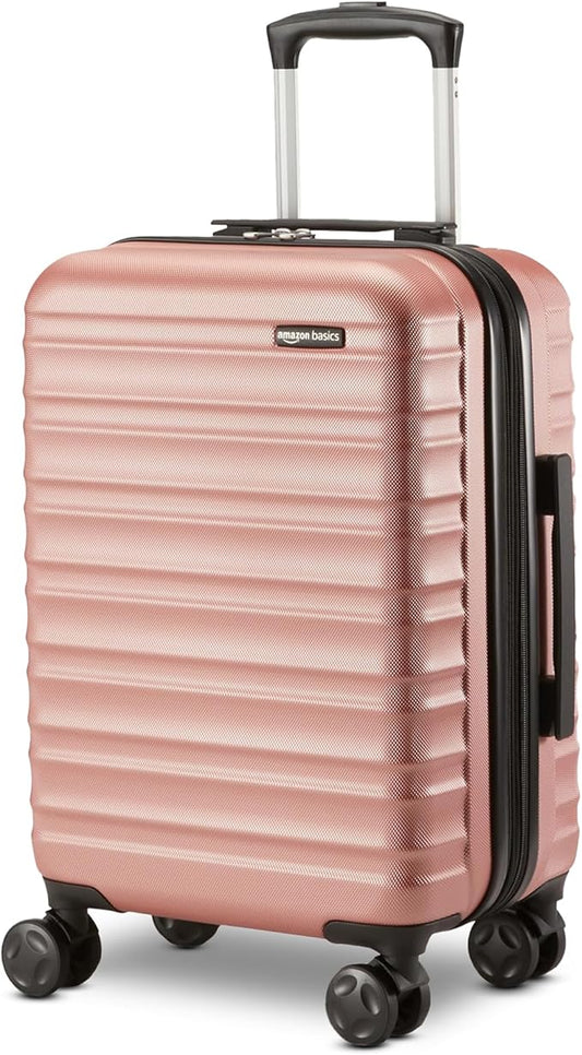 Amazon Basics 21" Hardside Carry-On Luggage with Multi-directional Wheels, Expandable for Up to 25% More Space, Scratch-Resistant Surface, Rose Gold by AmazonBasics