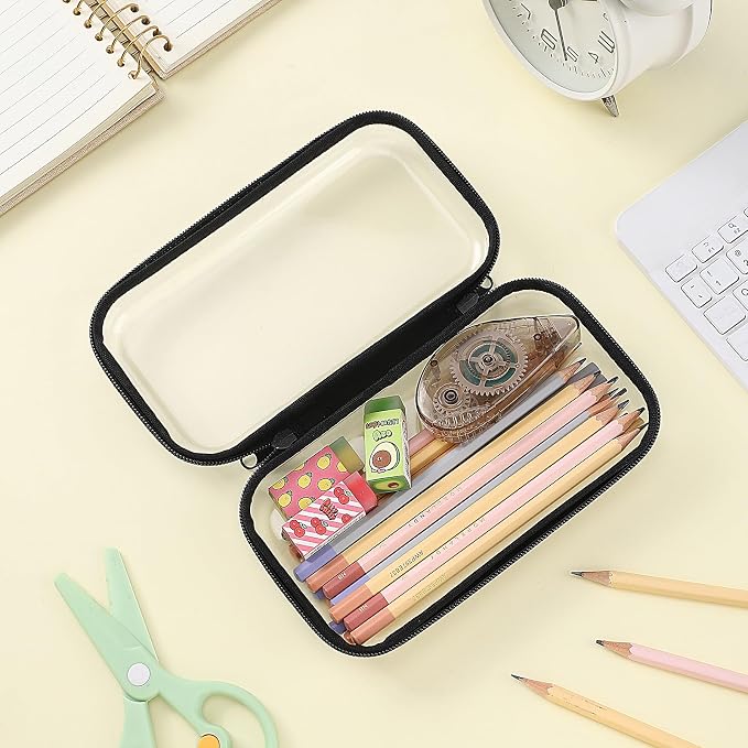 Sanwuta 6 Pcs Clear Hard Zipper Case Plastic Zipper Pouches Transparent Makeup Bag Pencil Case Pouches Toiletry Diaper Bag for Travel Toy Storage Organizer Bins(Black,7.48 x 3.94 x 2 Inch) - Image 6