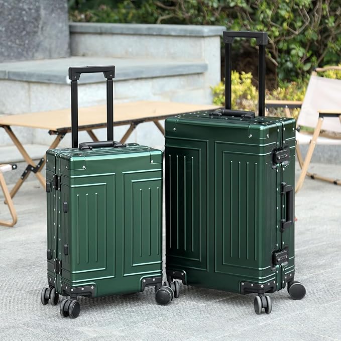 All Aluminum Magnesium Carry On Luggage，Cut from Whole Aluminum Sheet，22x14x9 Airline Approved ，（3rd Generation，Premium Magnesium Metal zipperless suitcase ） (green, 20in+26in) - Image 4