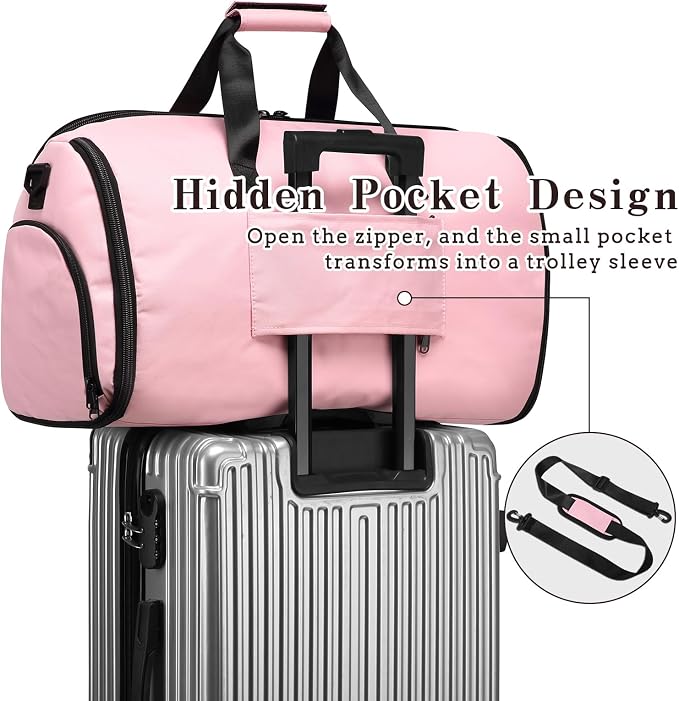 Garment Duffle Bags for Travel, Carry On Garment Duffel Weekender Bag 45L | 2-days Trip,Wrinkle-Free Travel,Separate Shoe Pocket | Overnight Garment Bag for Vacation, Business Trips, Weekend - Image 5