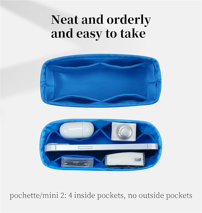 Women's Purse Organizer Insert - Satin & Lightweight Fabric with Inside Pockets, Portable for Commute, Travel, Shopping, and Evening, Multicolor Options, Fits for Kelly 25(Blue hydra, KL25 Retourné) - Image 2