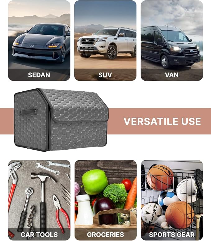Owleys Car Tote Bundle - Trunk Organizer Set - Gray Interior Accessories (Gray 21.6" + 17.7") - Image 7