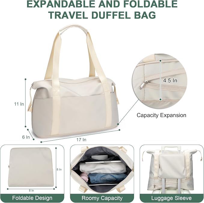 RDTGO Travel Backpack For Women,Personal Item Travel Bag Fits 17" Laptop,Flight Approved Carry-On Backpack, Hiking Backpack,Waterproof Outdoor College Casual Daypack (Beige) - Image 5