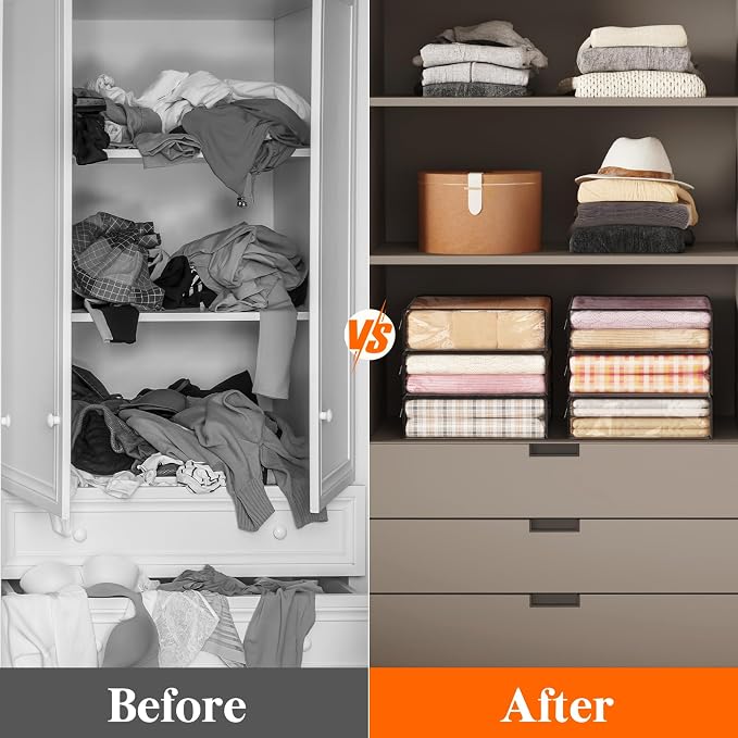 Lifewit 14L Clear Sheet Storage Bags with Zipper 10 Pack, Plastic Sweater Storage Bins for Clothing, Vinyl Foldable Clothes Containers Organizers for Closet, Blankets, Bedding 15.7 x 13.8 x 3.9 Inch - Image 8