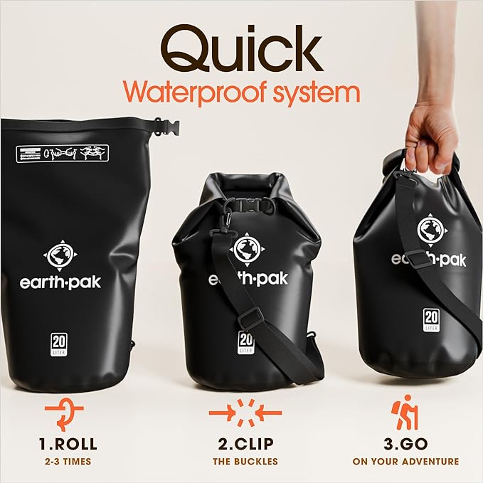 Earth Pak Waterproof Dry Bag - Roll Top Waterproof Backpack Sack Keeps Gear Dry for Kayak with Waterproof Phone Case - Image 5