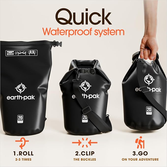 Earth Pak Waterproof Dry Bag - Roll Top Waterproof Backpack Sack Keeps Gear Dry for Kayak with Waterproof Phone Case - Image 5
