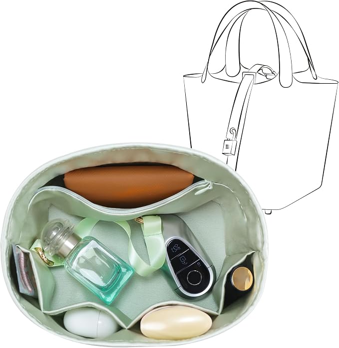 Fits for Picotin 18 Bag Insert, Premium Silk Purse Organizer Insert, Smooth Touch & Lightweight， Luxury Handbag Organizer with Gift Box Fits For Hermes(PC18,Gris Neve) by JLYZMoon