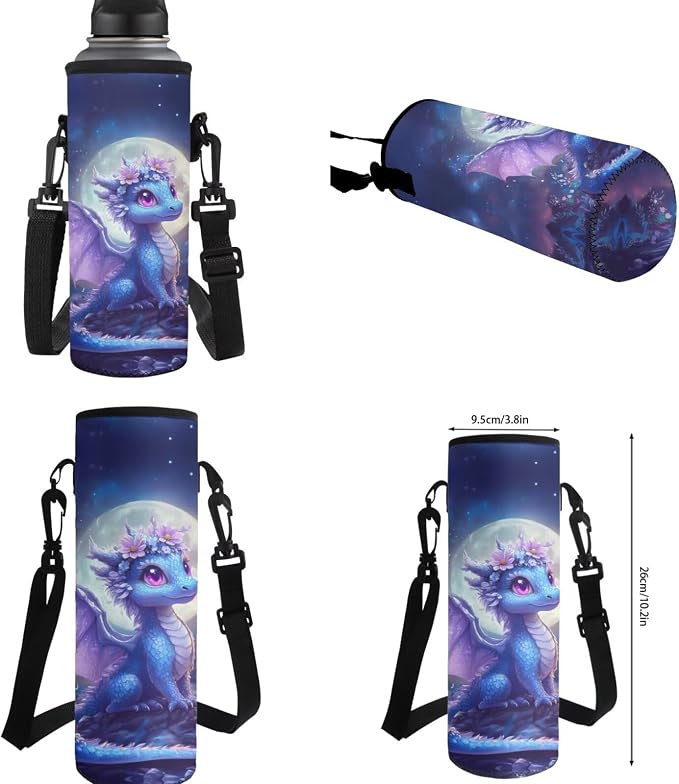 Dragon Backpack and Lunch Box Set Girl 6-8/8-10 Moon Kids Bookbags for 3rd Grade 4 in 1 Elementary School Back Pack with Lunch Bag Pencil Case Water Bottle Holder 17in Primary Schoolbag - Image 7