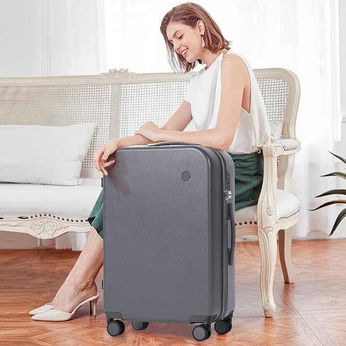 mixi Luggage Suitcase with Spinner Wheels, Hardside Rolling Suitcase PC with Cover & TSA Lock Lightweight Travel Case 28in Checked in, Rock Gray - Image 7