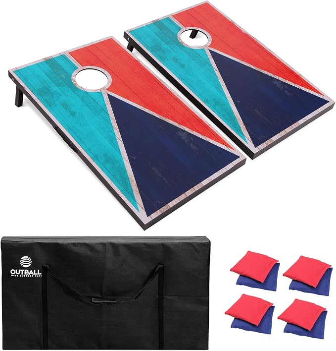 Cornhole Set 4x2 and 3X2 Regulation Size Corn Holes Sets with Carrying Bags & 8 Bean Bags Cornhole Boards Bean Toss Games for Adults Family Outdoor Beach Lawn Outside Backyard Games by OUTBALL