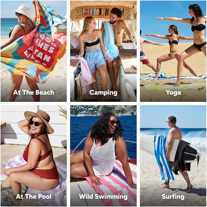 Dock & Bay Beach Towel - Quick Dry, Sand Free - Compact, Lightweight - 100% Recycled - Includes Bag - Good Times & Tan Lines - Extra Large (200x90cm, 78x35) - Image 4
