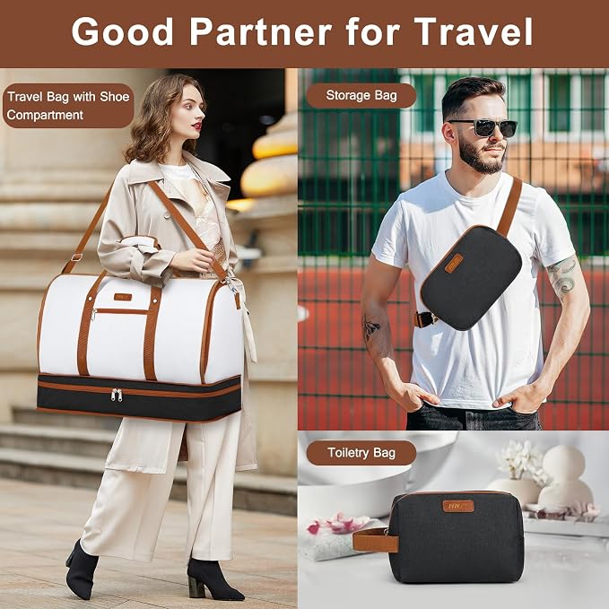 Garment Duffle Bag for Travel - Convertible Carry on Garments Duffel Bags Travel Bag for Women Men Large Weekender Bag with Shoes Compartment 3 in 1 Hanging Clothes Suit Dress Bag 3pcs Set - Image 2