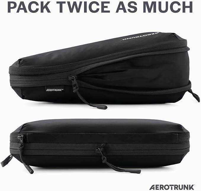 Aerotrunk Ultralight Compression Packing Cubes - Lightweight Travel Organizers for Suitcases and Luggage (3-Pack, Black) - Image 2