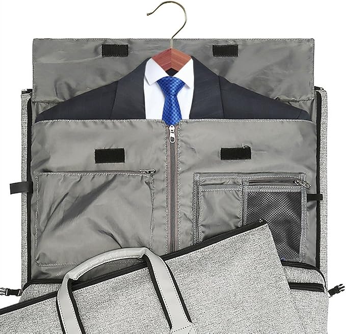 Modoker Convertible Garment Bag with Shoulder Strap, Carry on Garment Duffel Bag for Men Women - 2 in 1 Hanging Suitcase Suit Travel Bags, Grey - Image 3