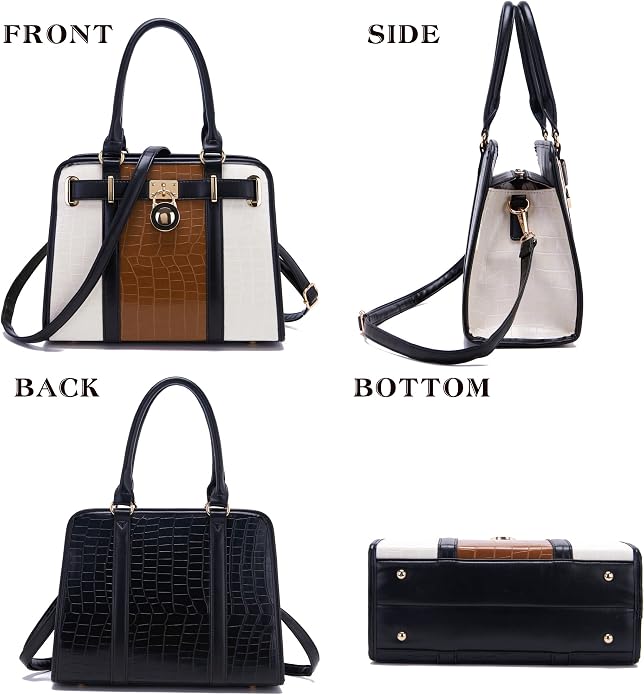 Qiyuer Structured Satchel Tote Handbags Set Women Purses with RFID Wallet | Premium, Sturdy, Spacious, Chic for Daily & Work, Vegan PU Leather, Multi-way Carry, Large Capacity RFID Wallet, Ideal Gift - Image 4