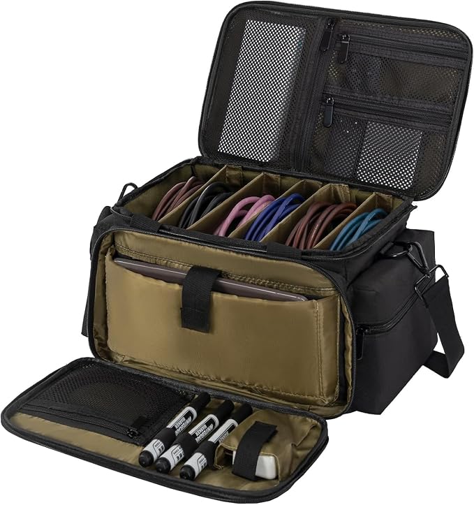 AKOZLIN Cable File Bag with Detachable Dividers for DJ Gear, Sound Instrument Accessories by AKOZLIN