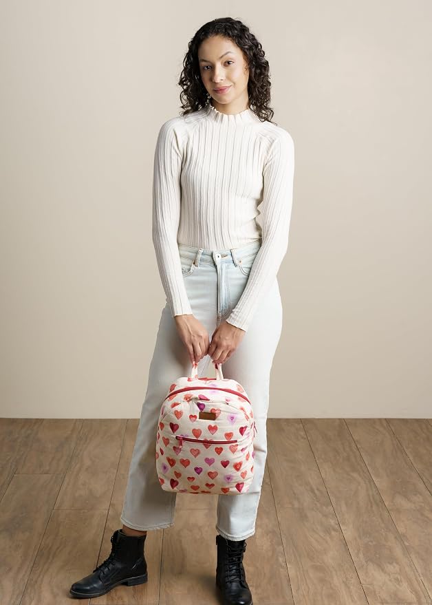 Maison d' Hermine Backpack for Women Men Cotton Shoulder Multipurpose Rucksack with Small Pouch Lightweight Multi Pocket Bag for Travel Work Beach Perfect for Spring Summer (Sweethearts) - Image 7