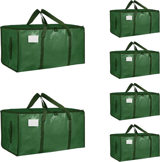6 Pack-Extra Large Heavy Duty Moving Bags - Waterproof Storage Totes with Handles & Zippers, Foldable for College Dorm, Storage (olive green) by Unknown