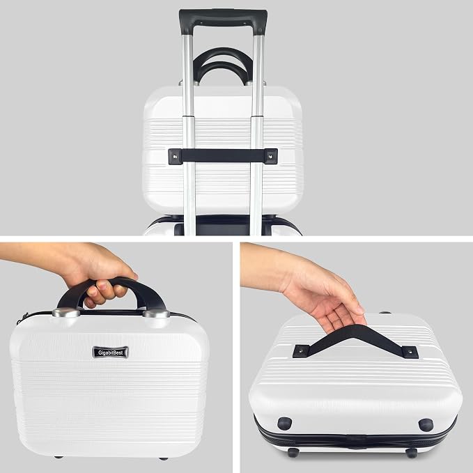 14 Inch Waterproof Hard Shell Travel Makeup Case (White) | ABS Scratch-Proof, Carrying Cosmetic Organizer Case with Elastic Band, Train Case, Mini Suitcase Vanity Case for Women Girl - Image 5