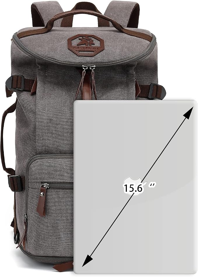 Kalesi Gym Duffle Bag Backpack 4-Way Vintage canvas with Shoes Compartment for travel Sport Hiking laptop (Vintage grey) - Image 4