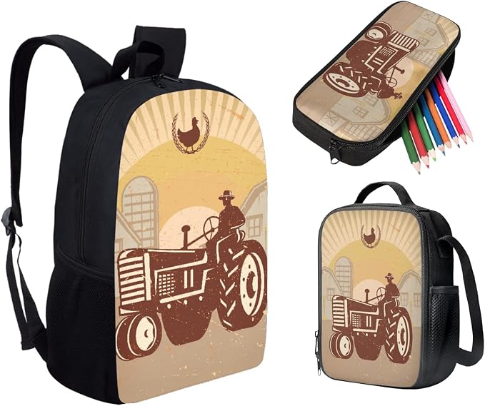 AFPANQZ Kids Backpack 3 Pieces Set Large Capacity School Bags with Heat Insulated Lunch Bags Small Pencil Bags 3 Pack - Image 2