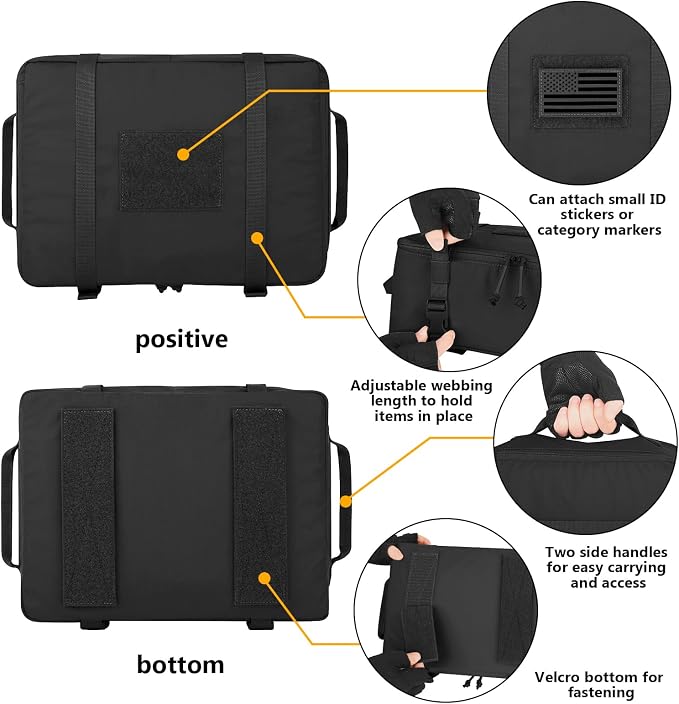 PETAC GEAR 4 PCS Tactical Modular Packing Cubes with Waterproof Material, Large Capacity Storage Bag, Easy Clean Outdoor Travel Organize Storage Pouches Bags (BK) - Image 6