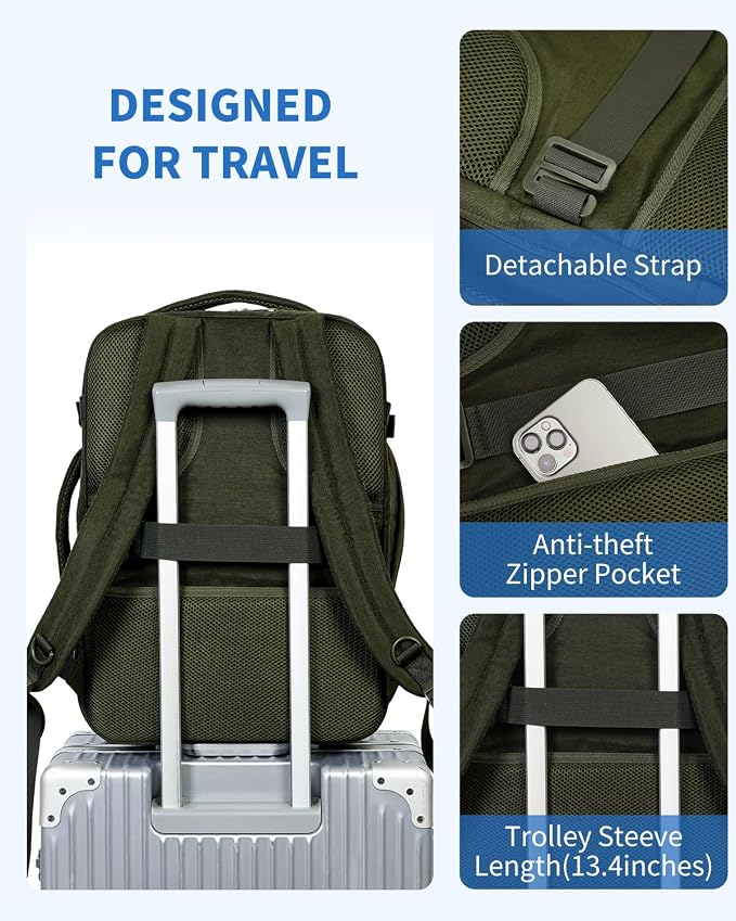 WANDF Travel Backpack For Spirit Airlines Personal Item Bag 18x14x8 with Wet Pocket, 17 Inch Laptop Backpack for Men Women | Frontier Airline Underseat Fit, Fits 17" Laptop, 180°Opening, Travel Backpack - Image 6