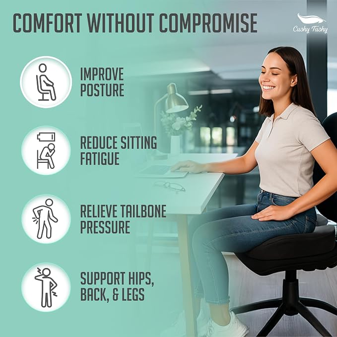 Cushy Tushy Premium Foldable Piriformis Seat Cushion - Piriformis Pain and Sciatic Pain Relief Cushion - for Home & Office Use, Perfect for Travel or Driving - Image 4