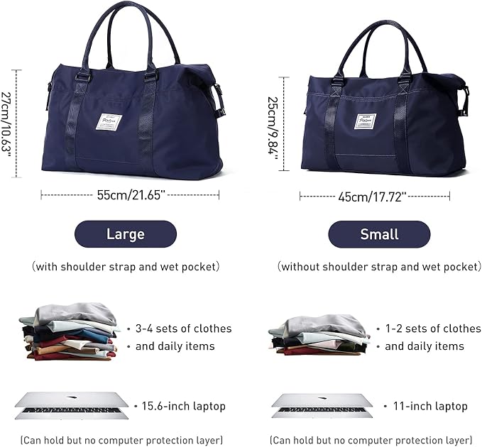 Travel Duffel Bag, Carry On Overnight Weekender Bags for Women | Travel Bag with Wet Pocket & Trolley Sleeve, For Spirit Airlines 18x14x8 Personal Item Bag - Image 7