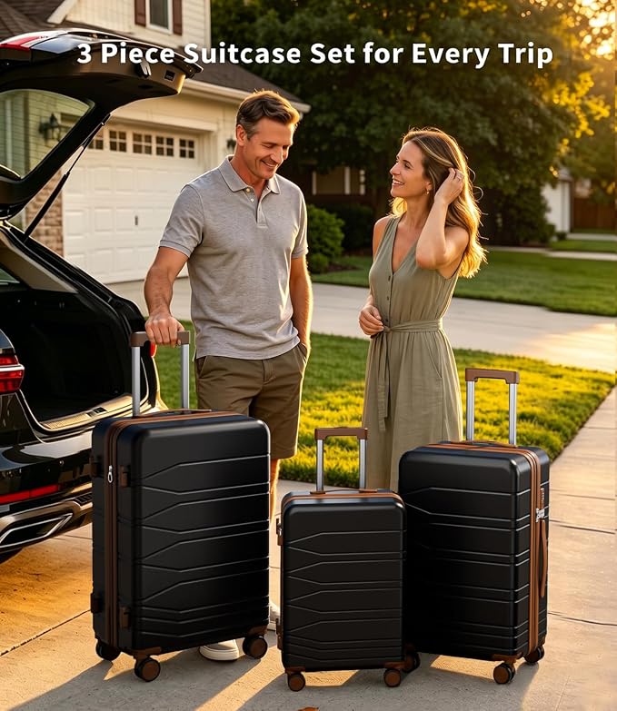 3 Piece Luggage Set, 20/24/28 Inch Expandable Luggage Sets with Spinner Wheels, ABS+PC Hardshell Suitcases, Suitcase Set with Double-Layer Explosion Zipper, TSA Lock - Image 2
