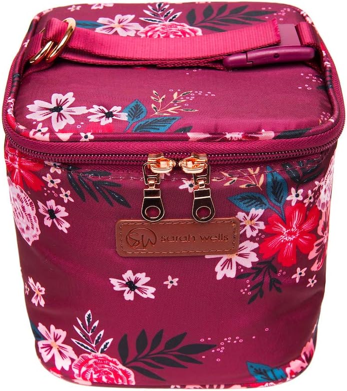Sarah Wells Cold Gold Breastmilk Cooler with Ice Pack (Berry Bloom) | Fully-Lined Insulated Interior, Fits 4-6 Bottles, Zippered Lid, Great for Workdays, Travel & Pumping Days, Machine Washable - Image 4